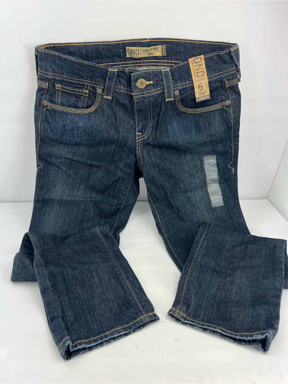 OLD NAVY DENIM BLUE JEANS, SKINNY STRECH, EXTRA LOW WAIST, REGULAR FIT, SIZE 6